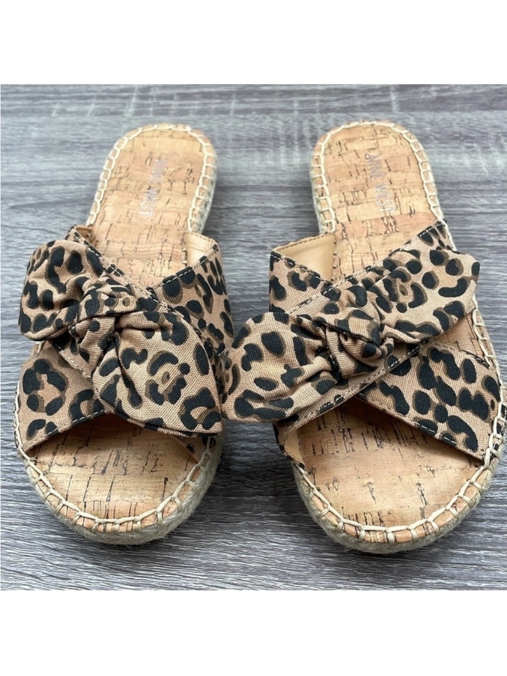 NEW! Nine West Leopard Print Knotted Espadrille Slide - Tan/Black. 6M. - Picture 6 of 11